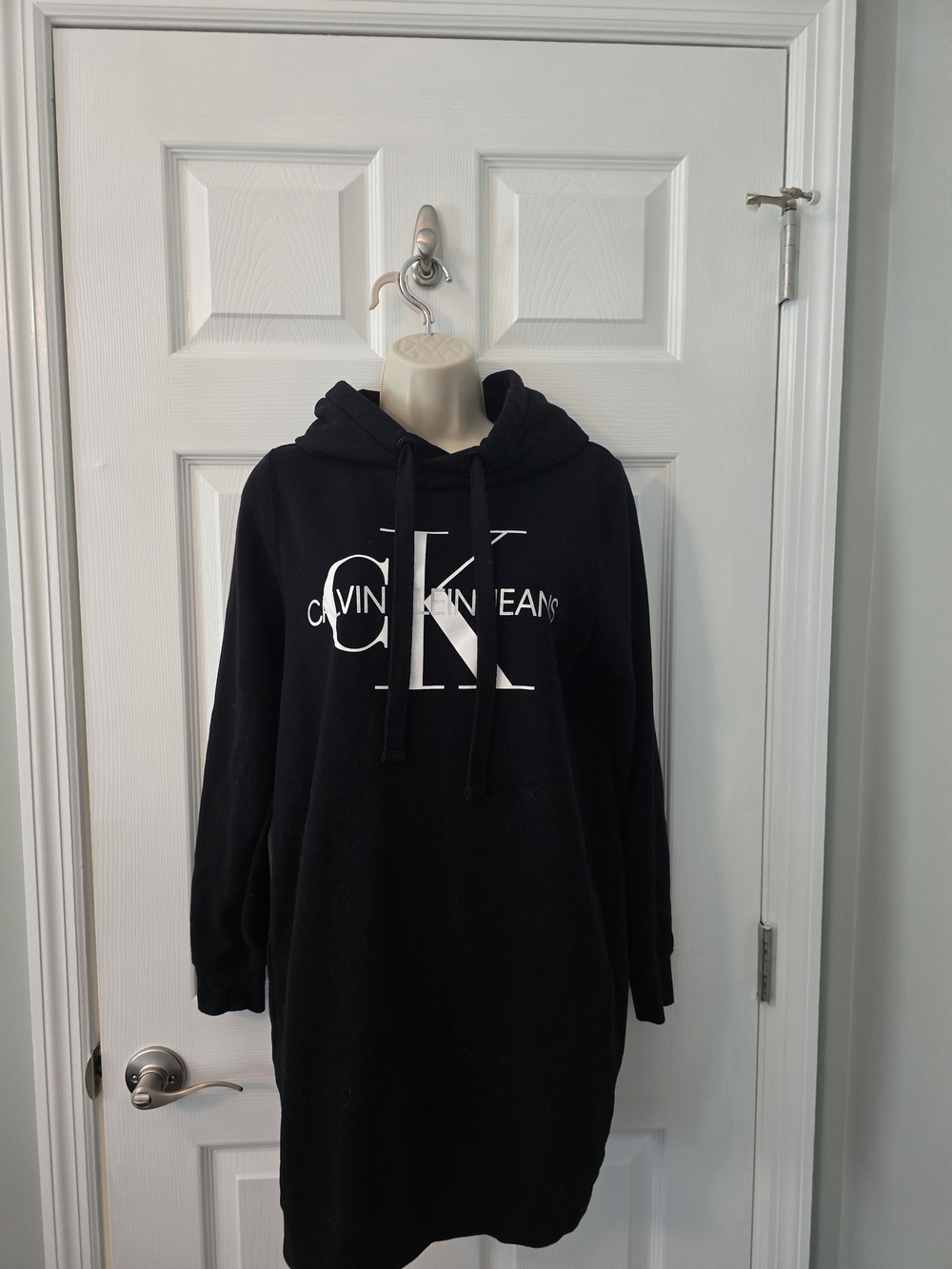 Calvin Klein Black Logo Hoodie Sweater Dress